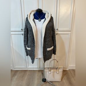 Naturals long heavy sweater hooded cardigan.
